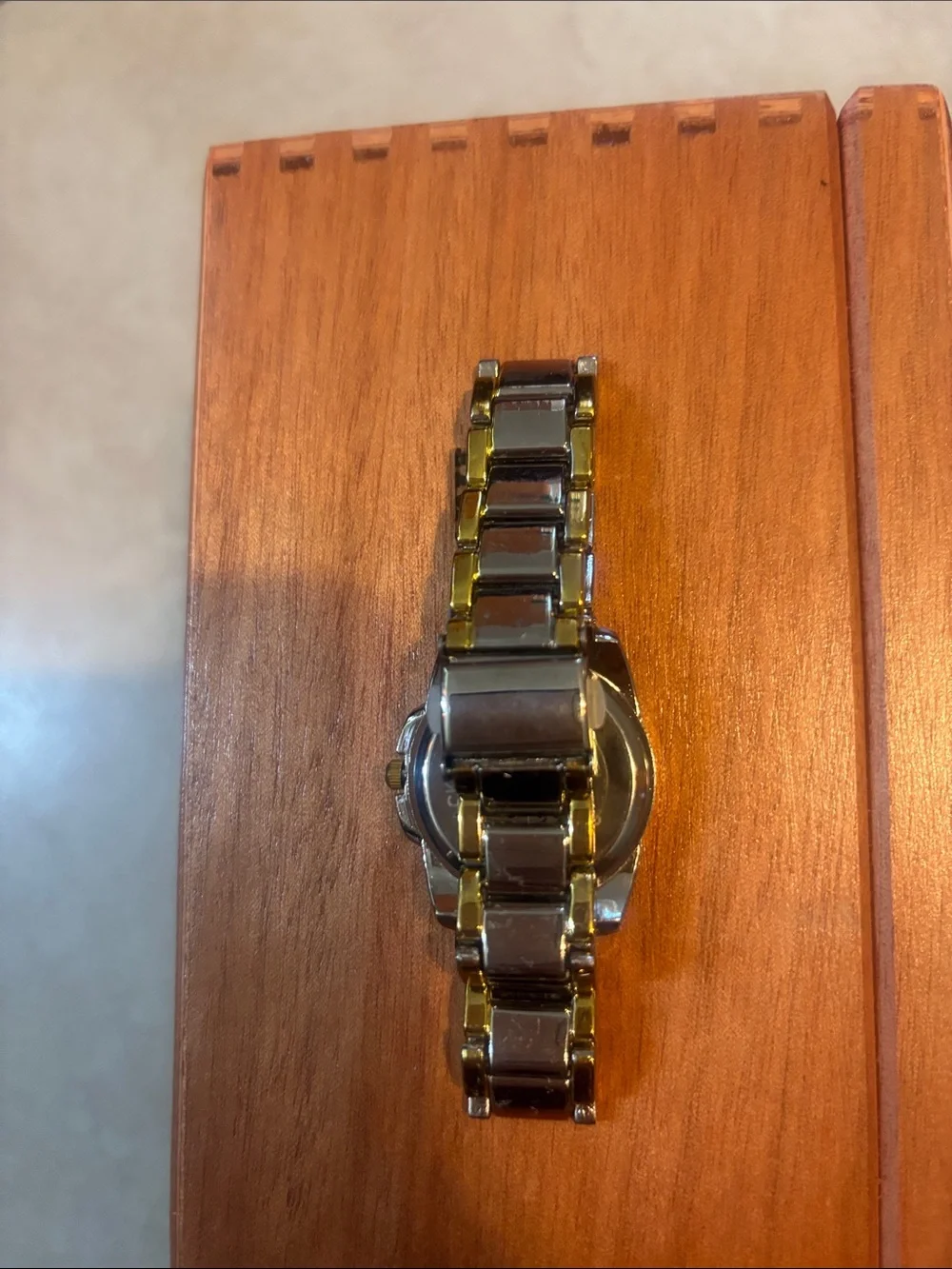 Geneva Two-Tone Gold and Silver Men’s Watch with Black Dial